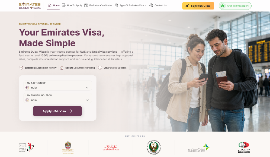 Choosing citizenship and living country on the Emirates Dubai Visas home page