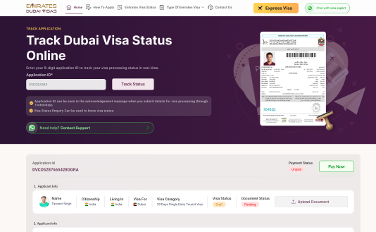 Tracking an Emirates visa application status and downloading the approved visa