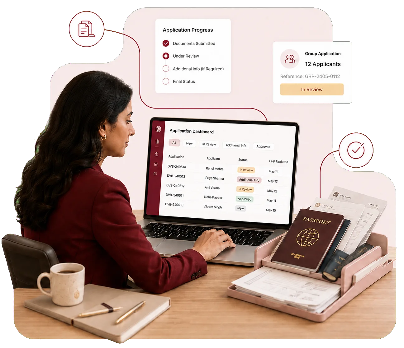 Agency dashboard tracking group Dubai visa applications